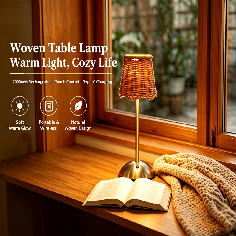 Lighting Decor For Home - Богемная плетеная ротанговая настольная лампа с