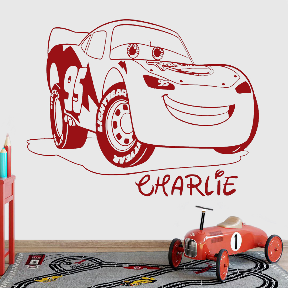 Lighting Mcqueen Decor - Персонализированные наклейки на стену с именем,