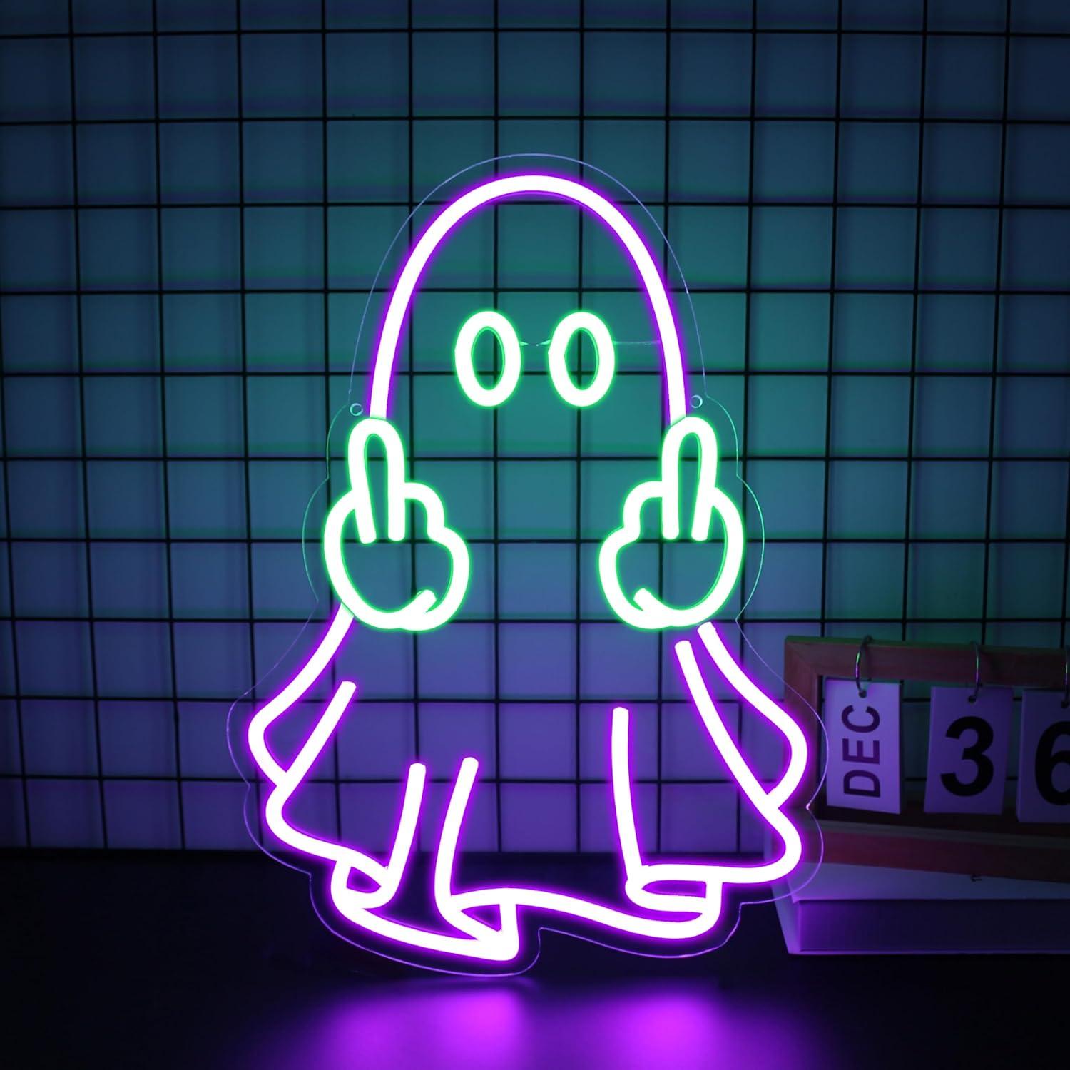 Led Lighting Wall Decor - Неоновая вывеска «Призрак» с USB-питанием, светодиодная,