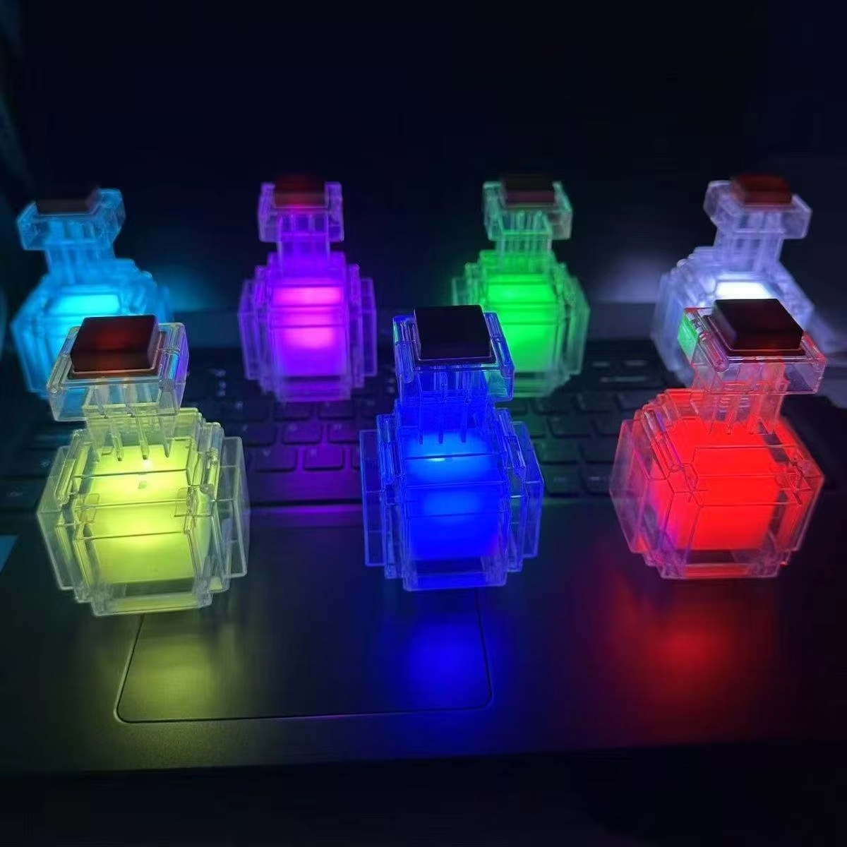 Lighting Home Decor Products - Перезаряжаемый ночник-бутылка в стиле пиксель-арт, меняющий