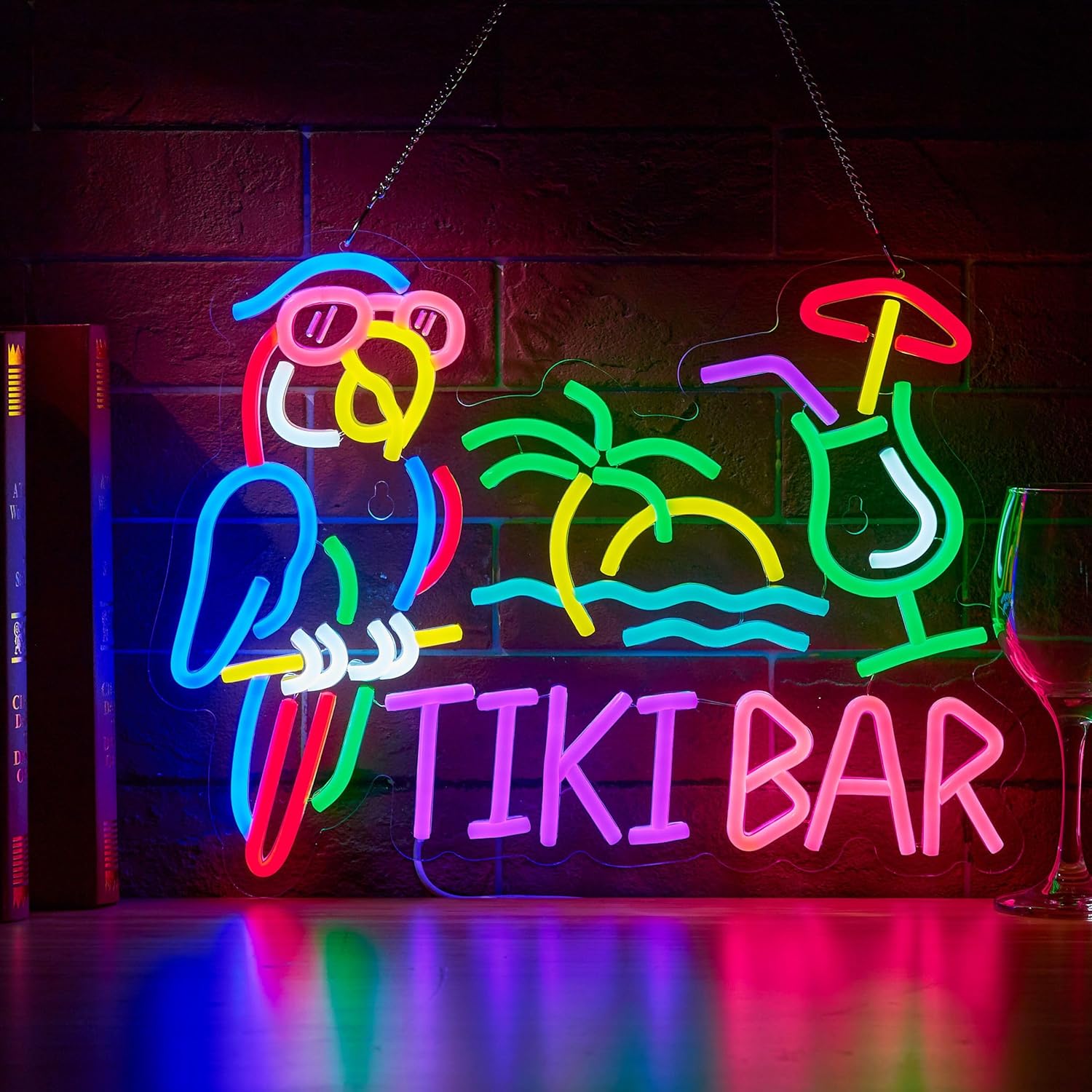 Led Lighting Wall Decor - Неоновая вывеска Tiki Bar Parrot Palm