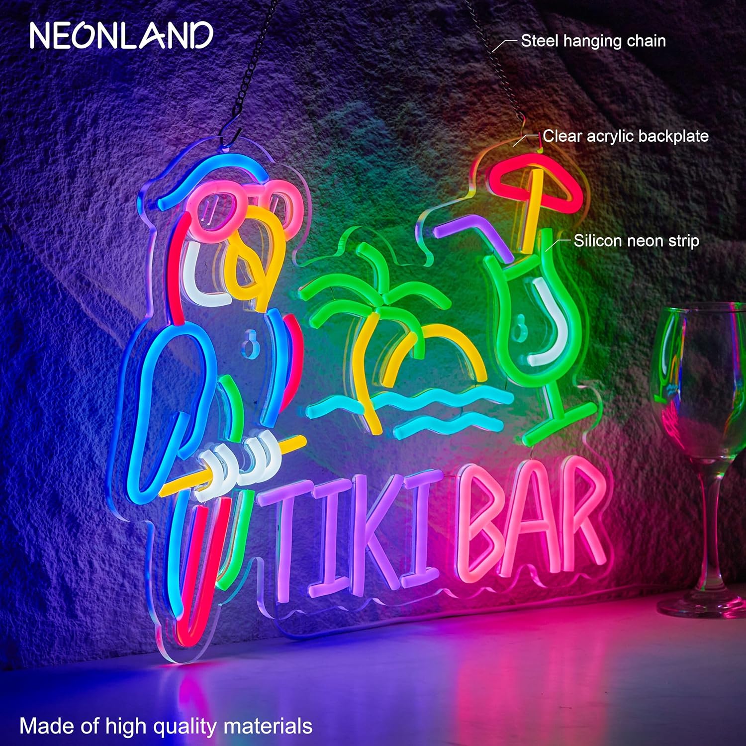 Неоновая вывеска Tiki Bar Parr – обзор и цена Led Lighting Wall Decor