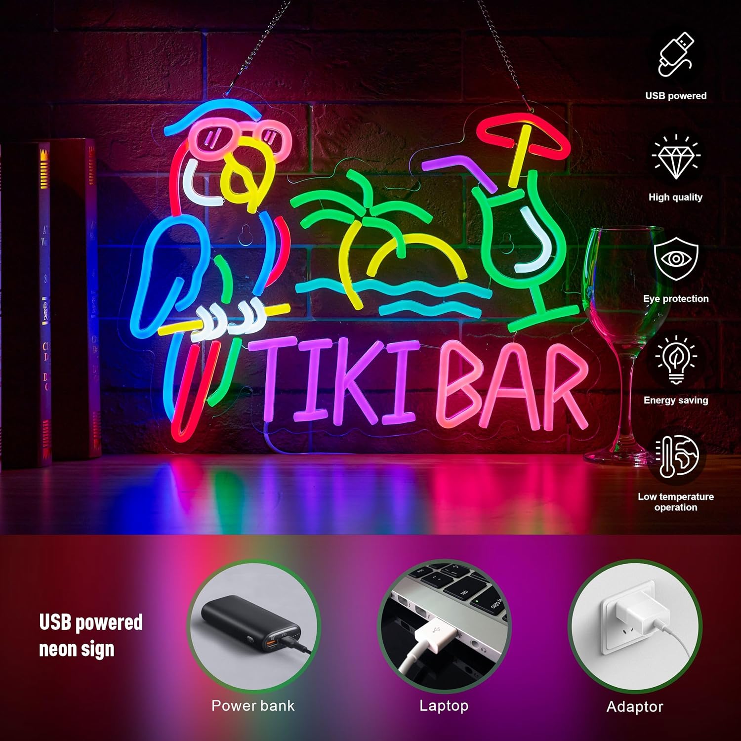 Неоновая вывеска Tiki Bar Parr – обзор и цена Led Lighting Wall Decor